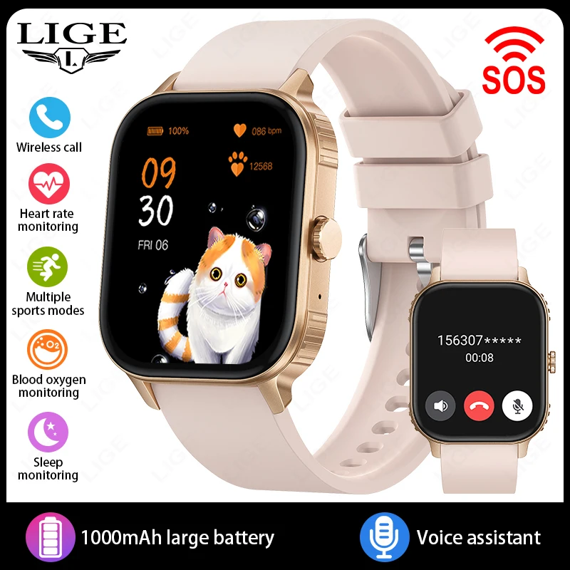 LIGE Smart Watch with 1000mAh Battery and Full Touch Screen