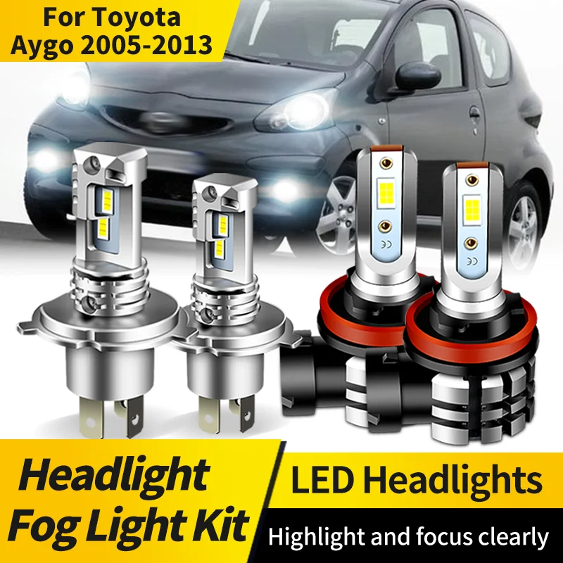 

2PCS LED Headlight Bulbs H4 HB2 High Low Beam Lamp H11 Fog Light 6000K CSP for Car Headlamp For Toyota Aygo 2005 2006 2007-2013