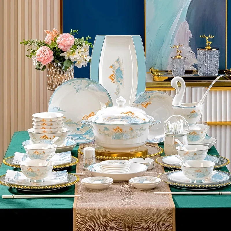 Porcelain cutlery set, ceramic dishes