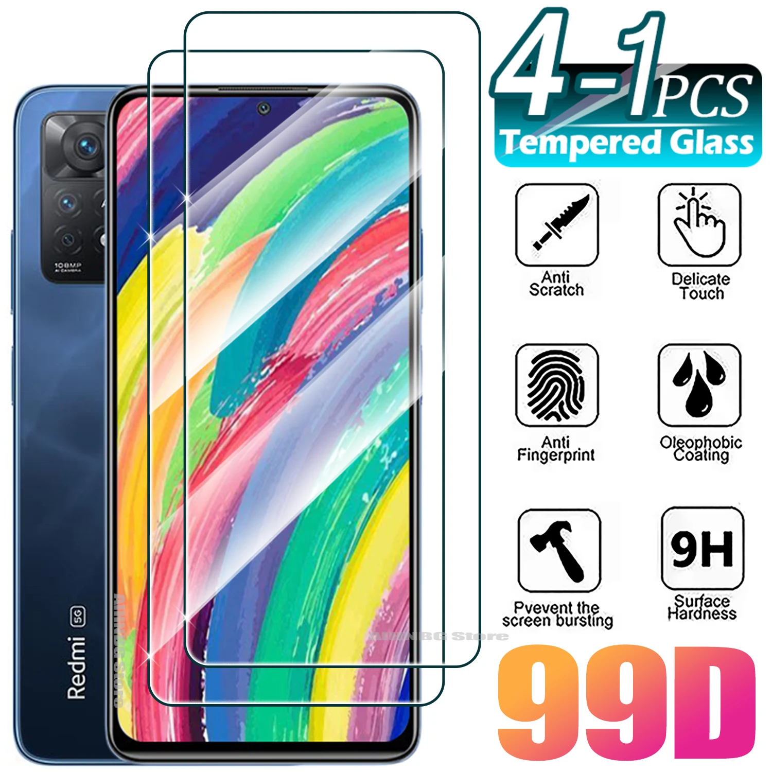 1/4Pcs Tempered Glass For Xiaomi Redmi Note 7 8 9 10 Pro 5G 4G Screen Protector Glass Film for Redmi Note 8T 9s 9T 10s 10T