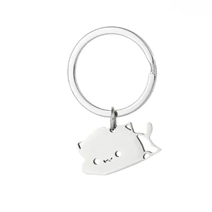 Cute cat stainless steel keychain couple lover animal correspondence Keychain pendants gift from Valentine's Day 10 Main Sales Valentine's Day - №4