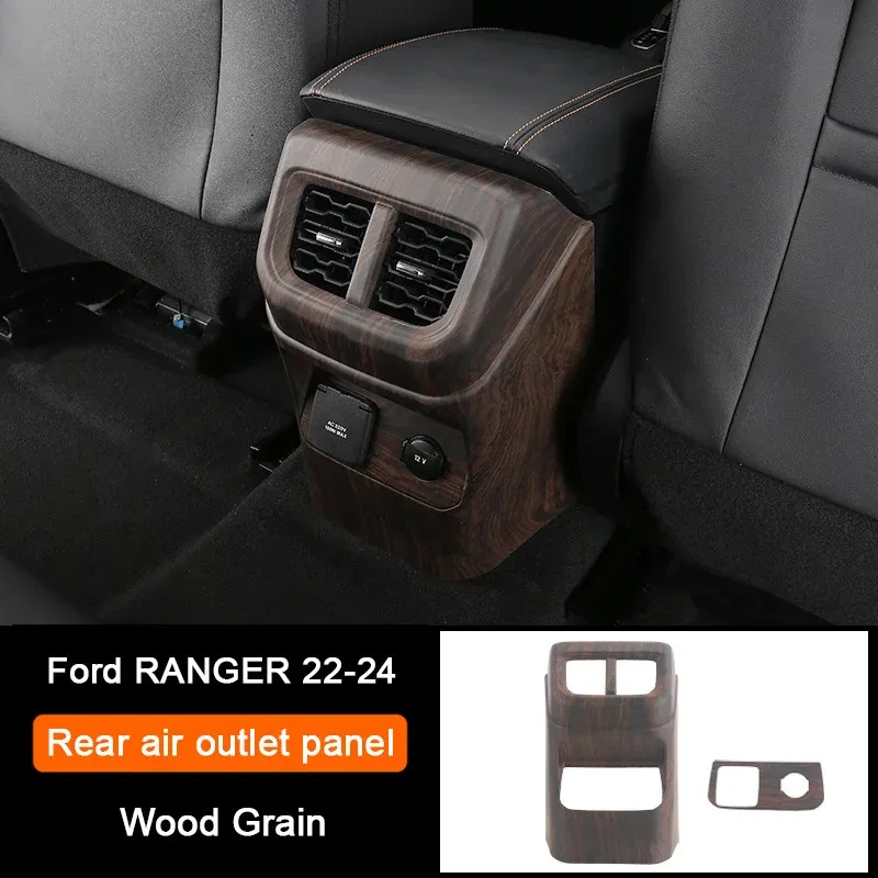 For Ford Ranger Wildtrak T9 2023 2024 2025 Wood Car Central Control Gear Shift Head Panel Cover Rear Air Outlet Frame Accessory