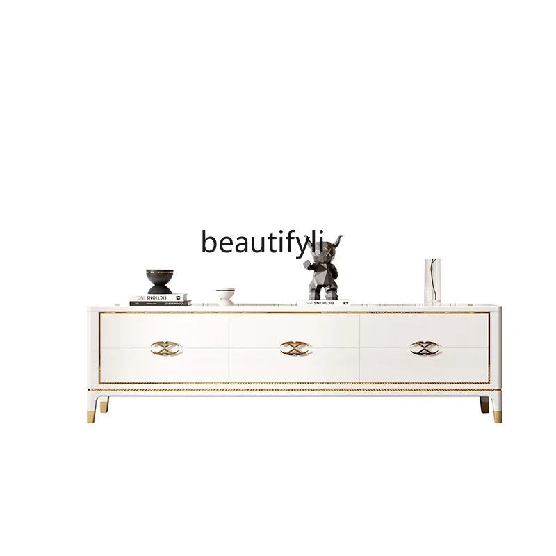 A13 خزانة تلفزيون فاخرة طاولة شاي مزيج بسيط الحديثة غرفة المعيشة حائط الخلفية خزانة الفيلم والتلفزيون وحدة صغيرة Ty #3