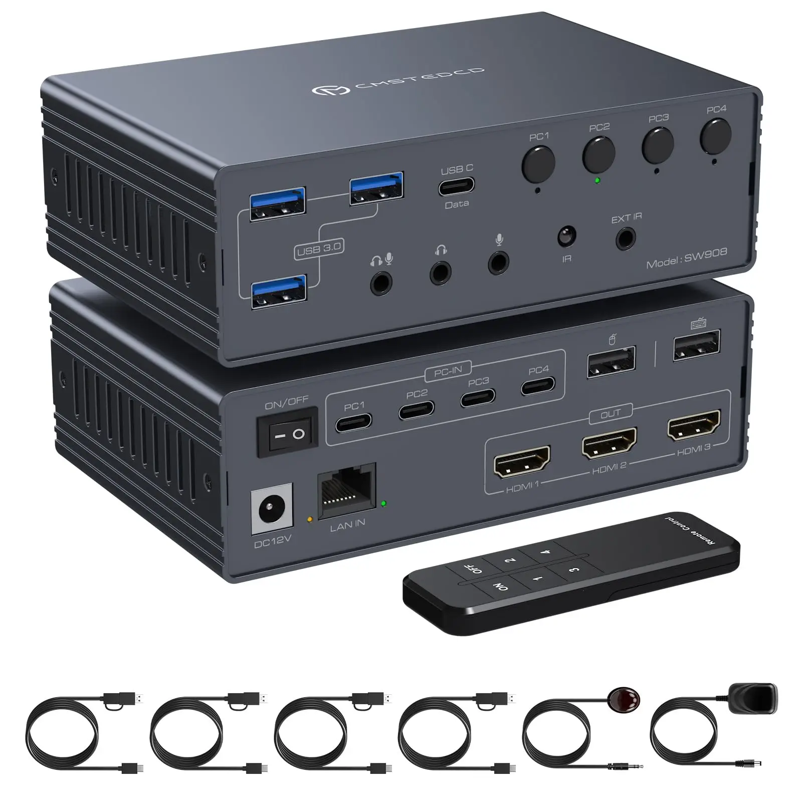 

USB C KVM Switch Docking Station for 2/3/4 Monitors 4 laptops/Macbooks 4K@60Hz HDMI with Displaylink,M1/M2/M3/M4 /Windows/Chrome