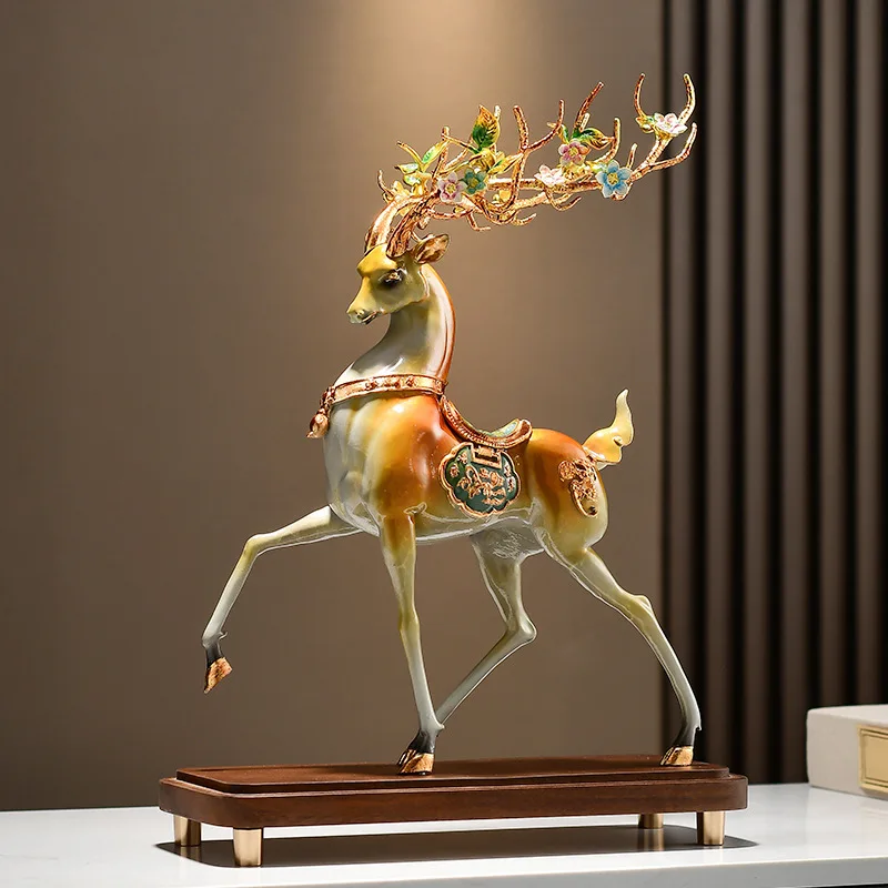 Enamel deer statue gift for her, home office decoration, luxurious animal sculpture, household items, birthday gift