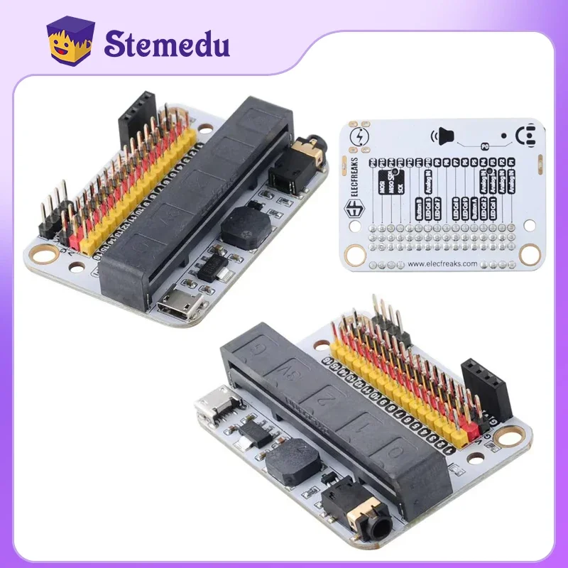 ELECFREAKS Micro:bit Sensor:bit IO Expansion Board GVS Pin IIC Interface Onboard Buzzer Audio Jack for Kids Programming Learning