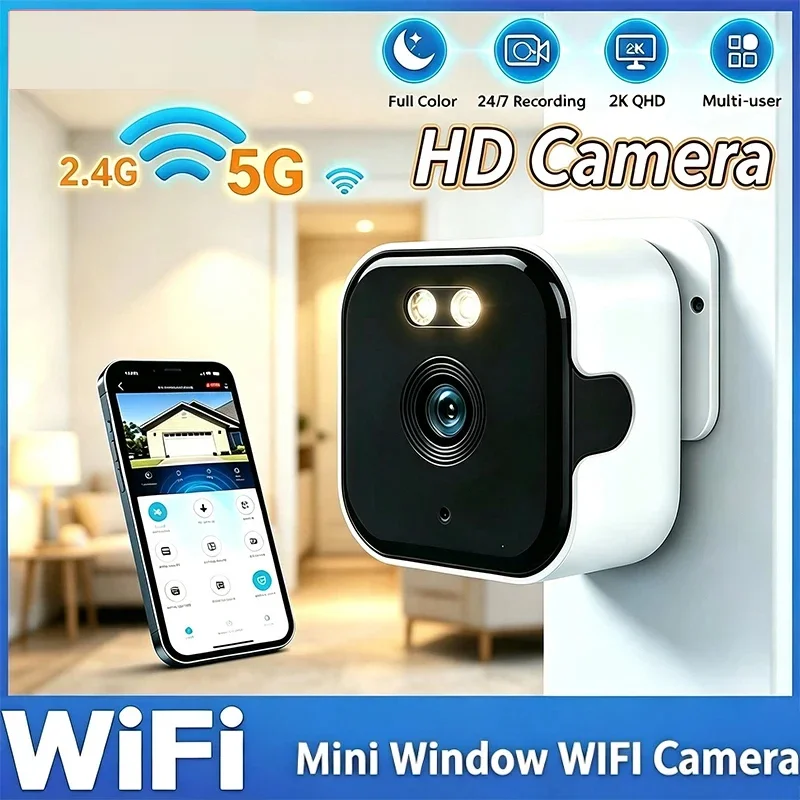Window Camera Replaces Outdoor Cameras 2.4/5GHz WiFi Camera 3MP Resolution Full-Color Night Vision Through Window Camera