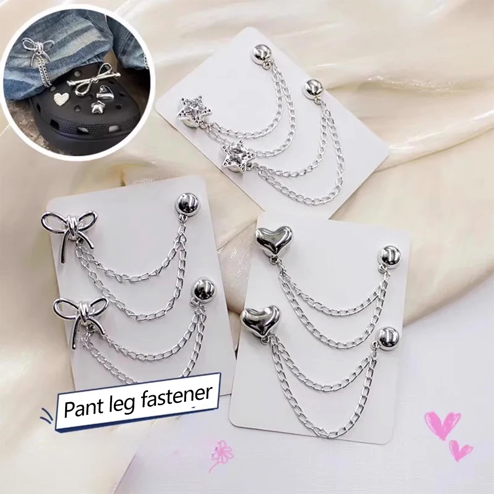 2Pcs/Pair No Sew Adjustable Metal Pant Cuff Clips For Shirts Dresses Pants Butterfly Star Chain Sleeve Holder Shirts Accessories