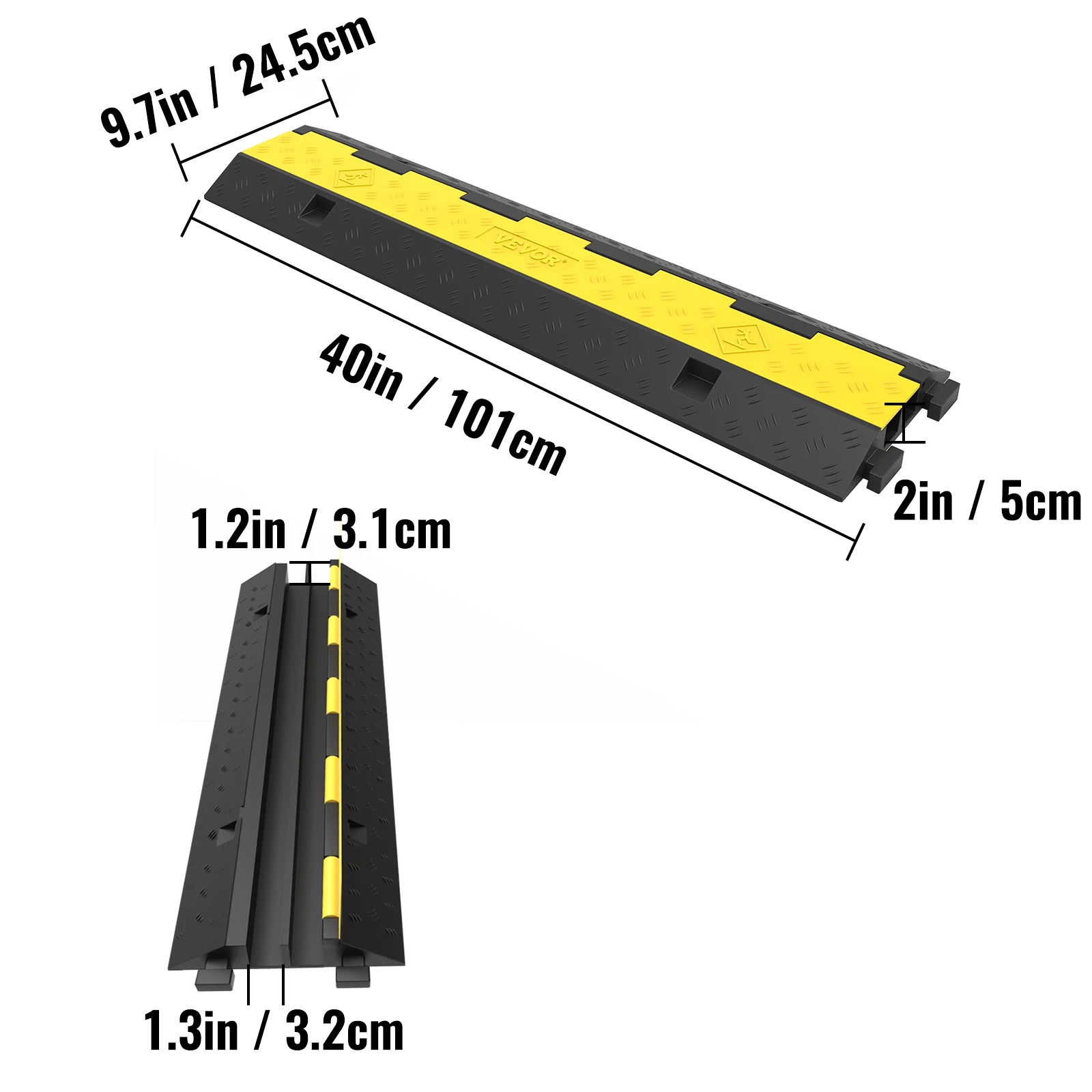 Резиновые защитные приспособления для прочного провода, защитный чехол для шланга, рампа, скоростной отбойник на подъездной дороге, 3 шт., 2 канала, 11000 фунтов