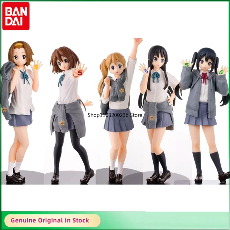 

BANDAI Original SQ K-ON！Hirasawa YUI MIO RITSU TSUMUGI AZUSA 5th Anniversary Action Figures Ornaments Model Hobbies Collectible