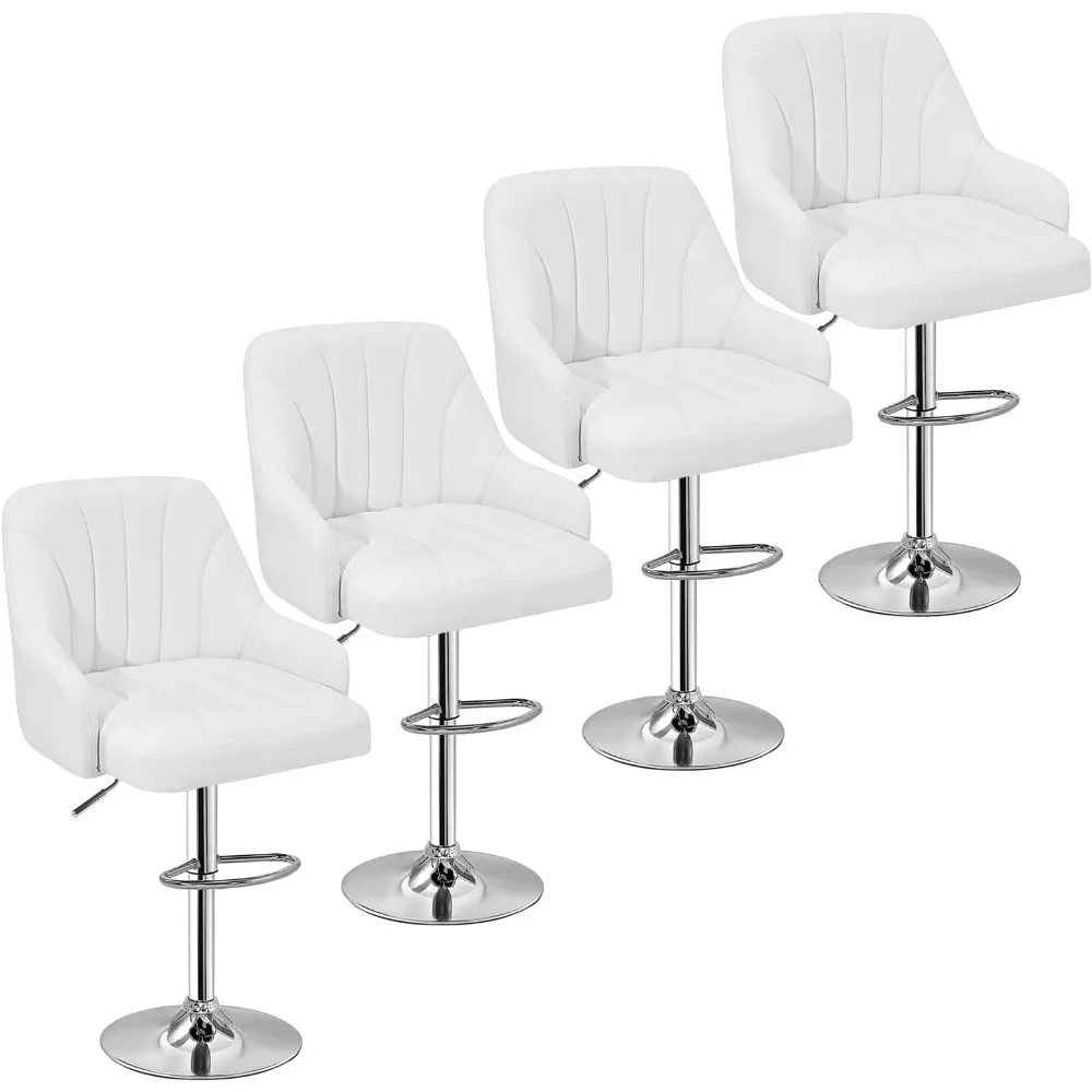 

VECELO Bar Stools Set of 4, Adjustable Barstools, Counter Height Stools with Back and Arm, Kitchen Island Stools, Swivel PU