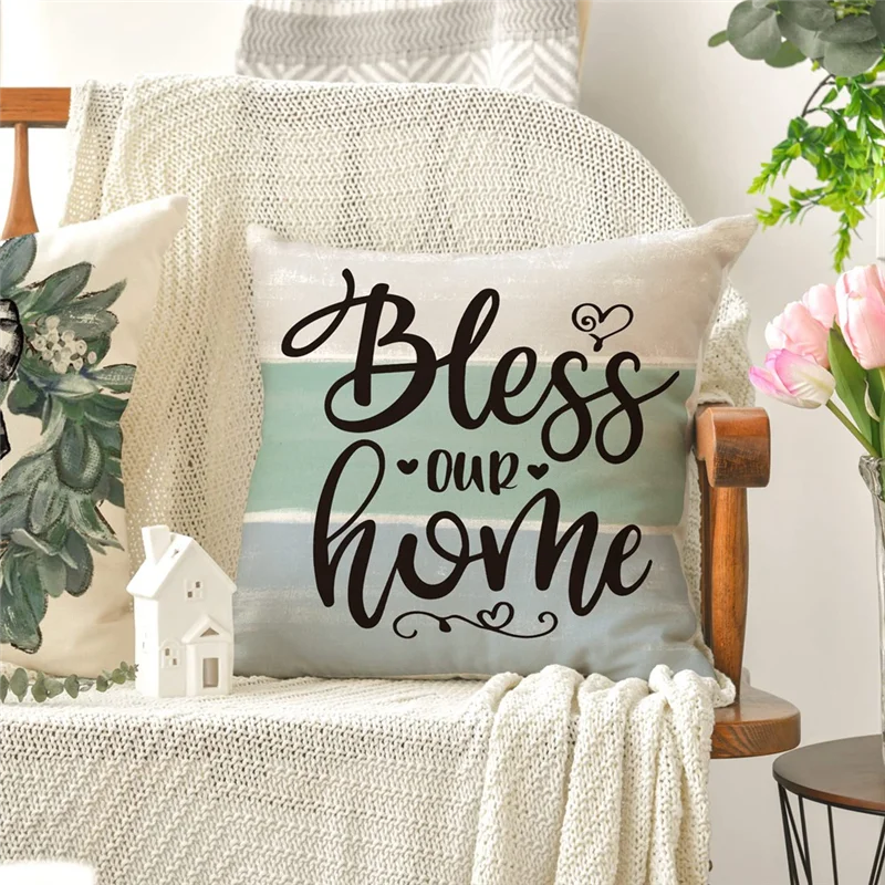 ABFW Spring Pillow Covers 18 X 18 Set Of 4, Spring Decorations, Eucalyptus Farmhouse Throw Pillow Cushion Case for Couch