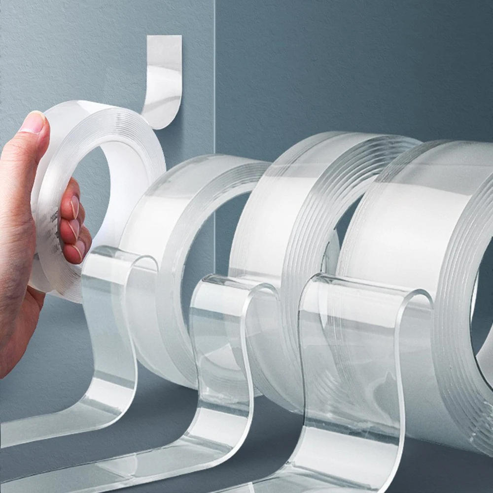 Strong double-sided tape, reusable and seamless strong adhesive strip, multi-purpose removable and washable transparent