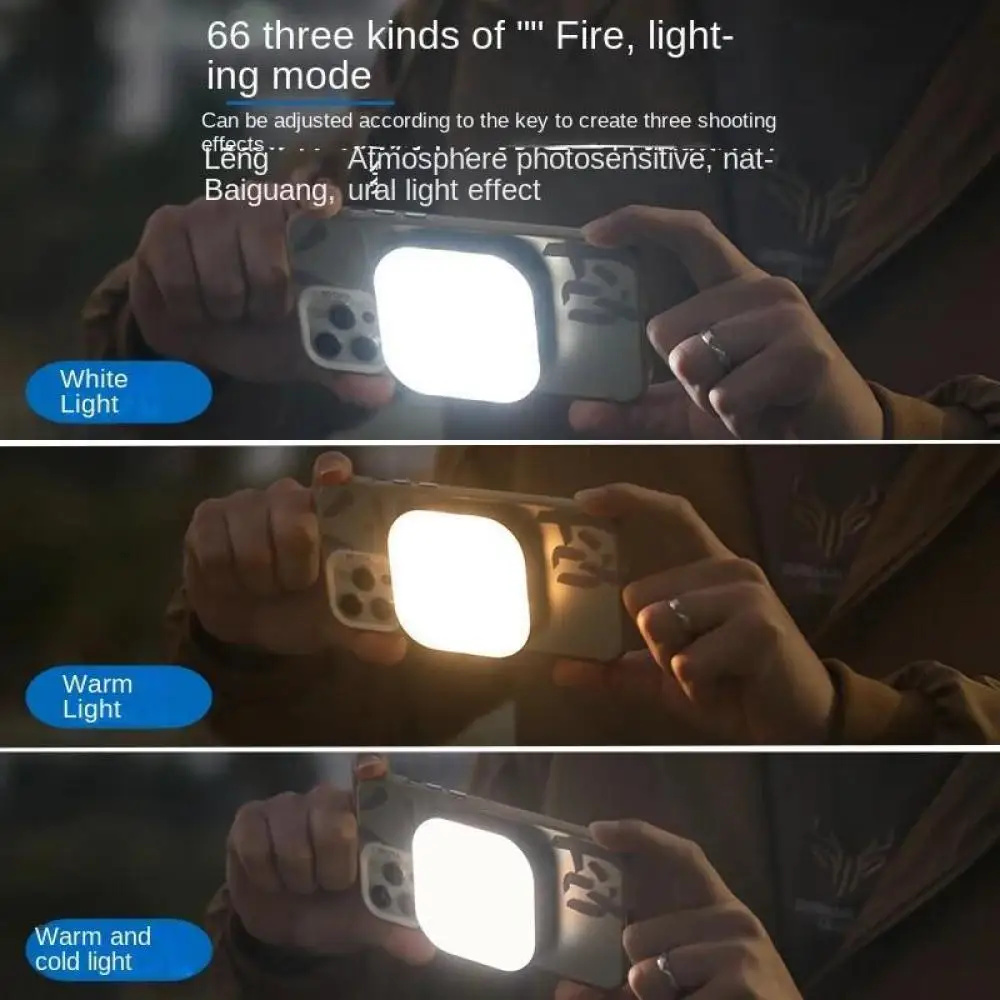 ミニユニバーサル磁気LEDフィルライト、MagSafe対応iPhone 12/13/14シリーズ用スマホ自撮りライト、クリップ付きLEDキューブフィルライトランプ