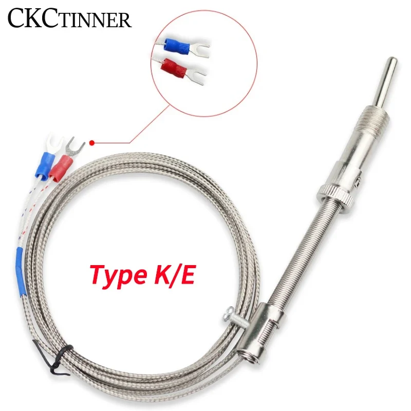 M12 Type K/E Compression Spring Shielded Wire Thermocouple Temperature Sensor For Temperature Controller Cable 1m/2m/3m/4m/5m