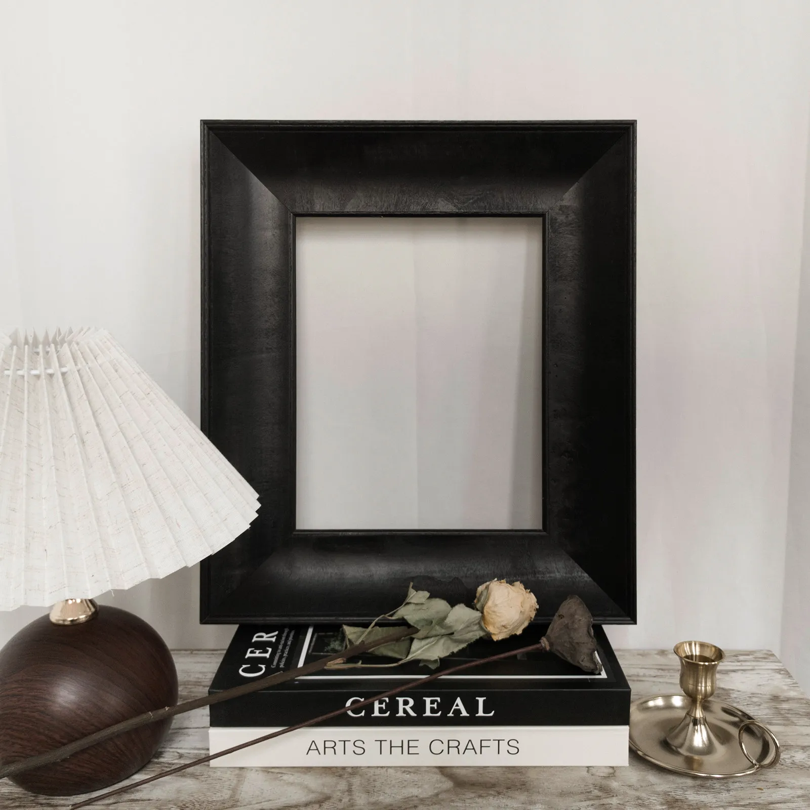 6.5cm Wide Angled Black Solid Wood Frame Deep Recessed Bevel Gallery Frame for Oil Paintings Canvas Art Modern Wabi-Sabi Gothic