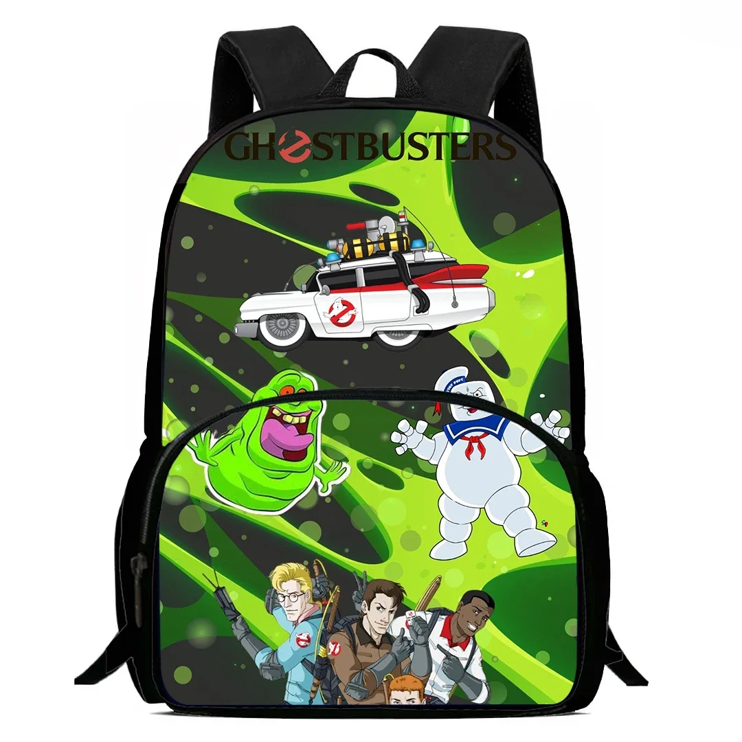 Mochila de 15 pulgadas, bolso escolar de dibujos animados, mochila con estampado de cazafantasmas, bolsas de libros con cremallera aclaradora para niños y niñas, el mejor regalo