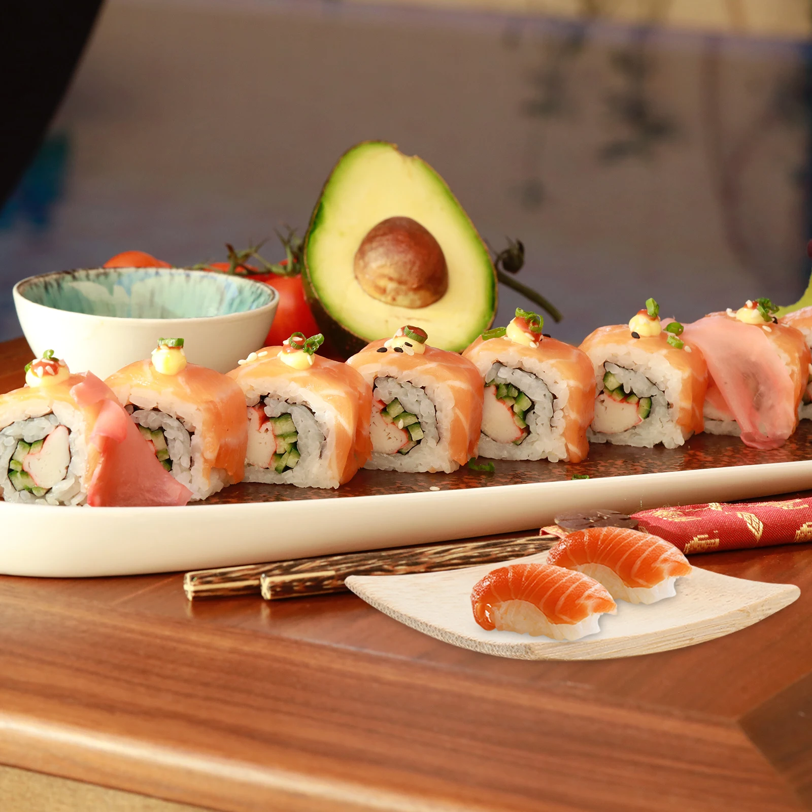 

20 Pcs 6x6cm Mini Creative Sushi Tray Bamboo Square Snack Dish Tray Dessert Dried Small Plate for Shop Home Kitchen