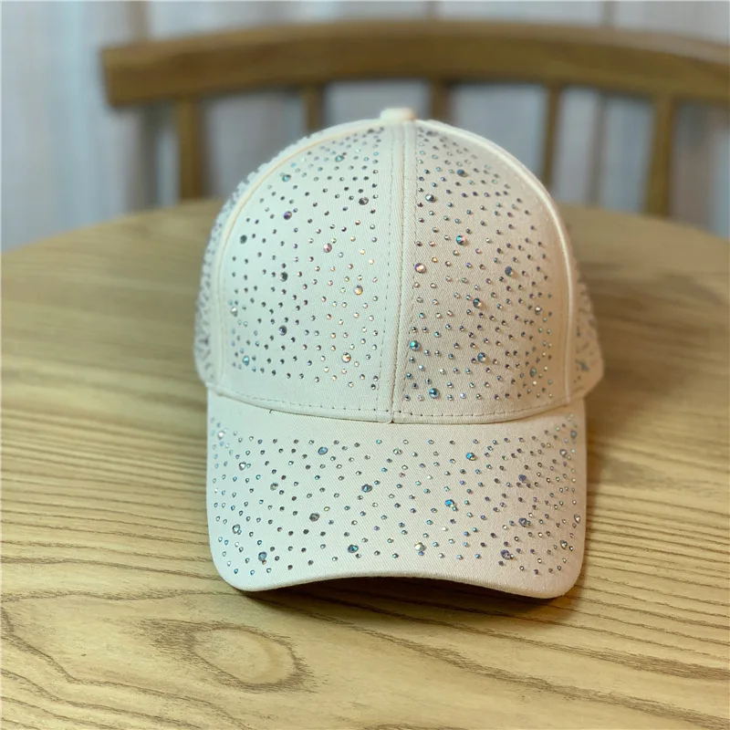 Women\'S Rhinestone Hats Diamond Sun Cap Swag Casquette Snap Back Gorras Solid color Summer Baseball Caps Dad Girl Bone Snapback