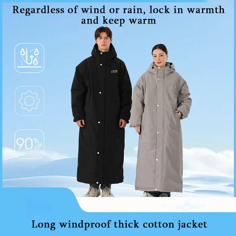 Winter Waterproof Windproof Ski Suit Thick Fleece Jumpsuit for Men Women, Cold Resistant Motorcycle Riding Suit