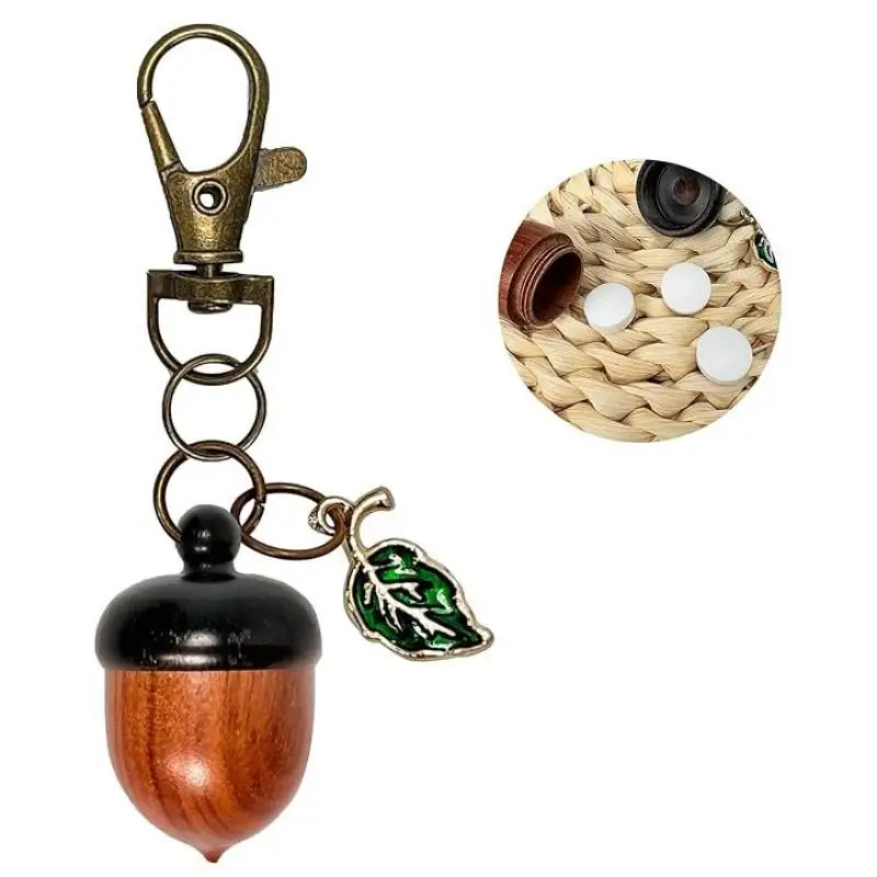 Acorn Shaped Pill Box Mini Portable Tablet Storage Case With Keychain Durable Medicine Holder For Pills & Small Accessories