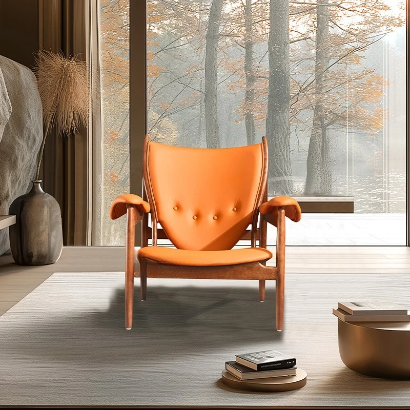 

Chief chair, designer creative leather sofa chair, ash solid wood