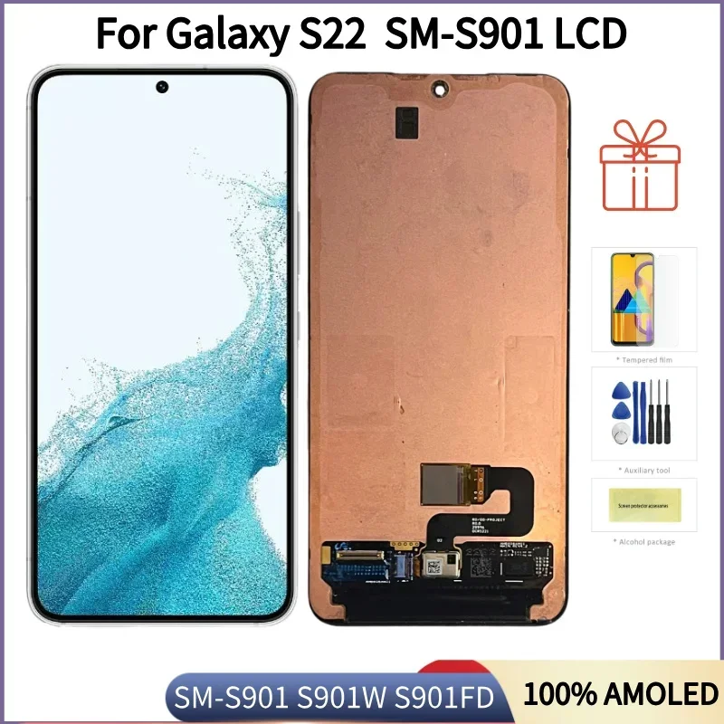 

S22 AMOLED For Samsung Galaxy S22 SM-S901 Screen S901U S901F S901W LCD Display Touch Screen Assembly With Defect