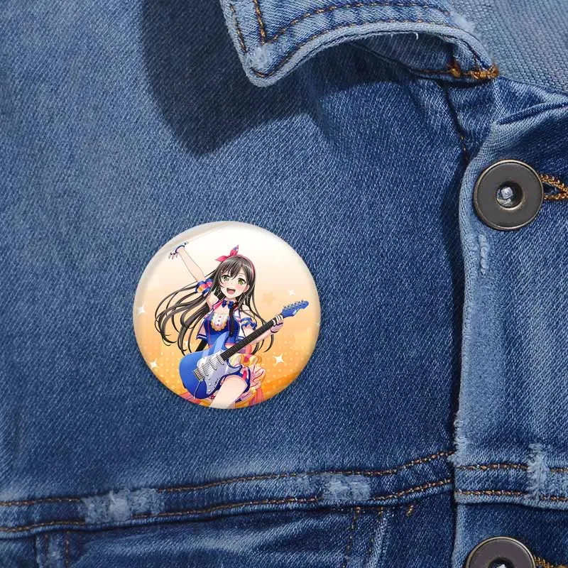 Anime Game BanG Dream Badges Toyama Kasumi Ushigome Rimi Lapel Pins Clothes Collar Jewelry Cute Round Brooch Accessories Gifts