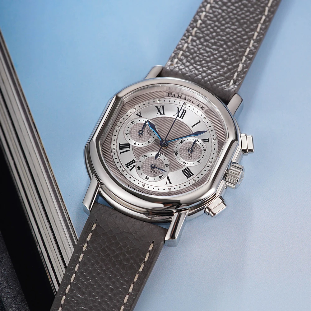 FARASUTE Casual 38 mm Pilot Chronograph Peacock 4801 Automatic Movement Mechanical Watch For Men Sapphire Class Wristwatch Reloj