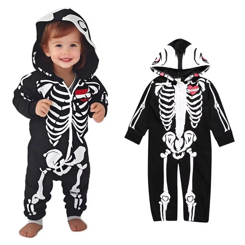 

Umorden Halloween Skeleton Costume Romper for Baby Hoodie Outfit Jumpsuit Infant Toddler 3-18M Disguise Fantasia Zipper Cotton