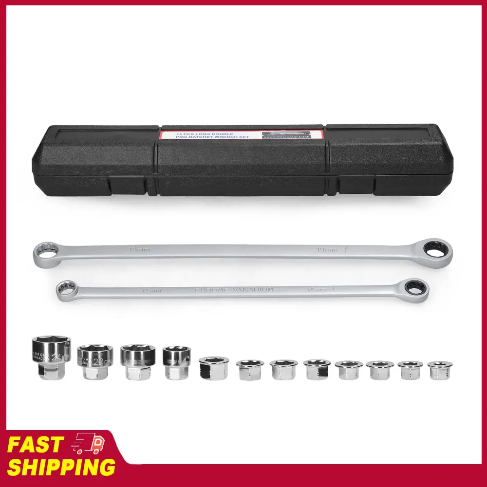 15Pcs Multifunctional Ratchet Wrench Sleeves Set Practical Motorcycle Bicycle Bathroom Air Conditioner Auto Repairs Tool Set