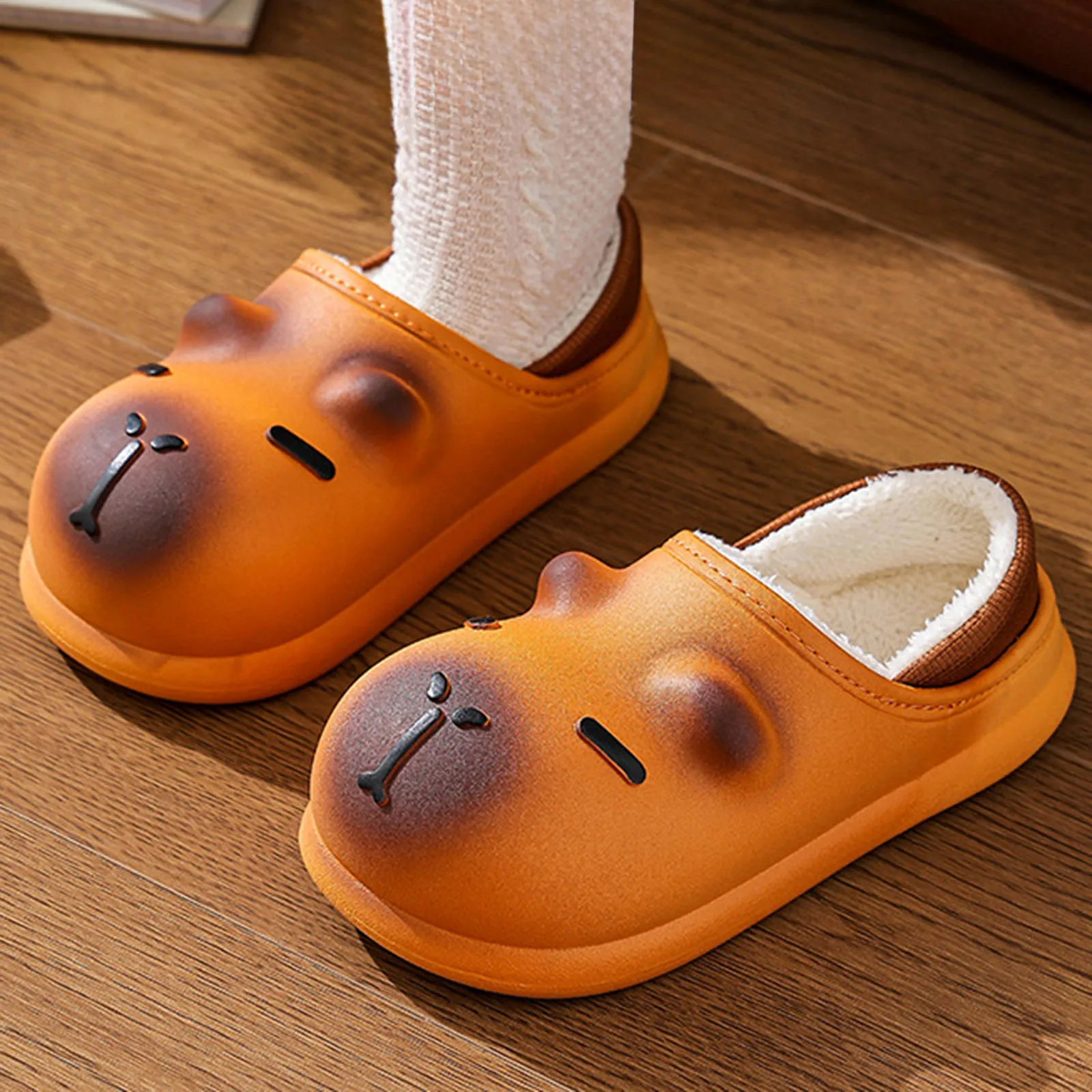 

Waterproof Animal Slippers for Boys Girls Capybara Design Warm Winter Indoor Footwear Childrens Home Baby Boys Bedroom Slippers