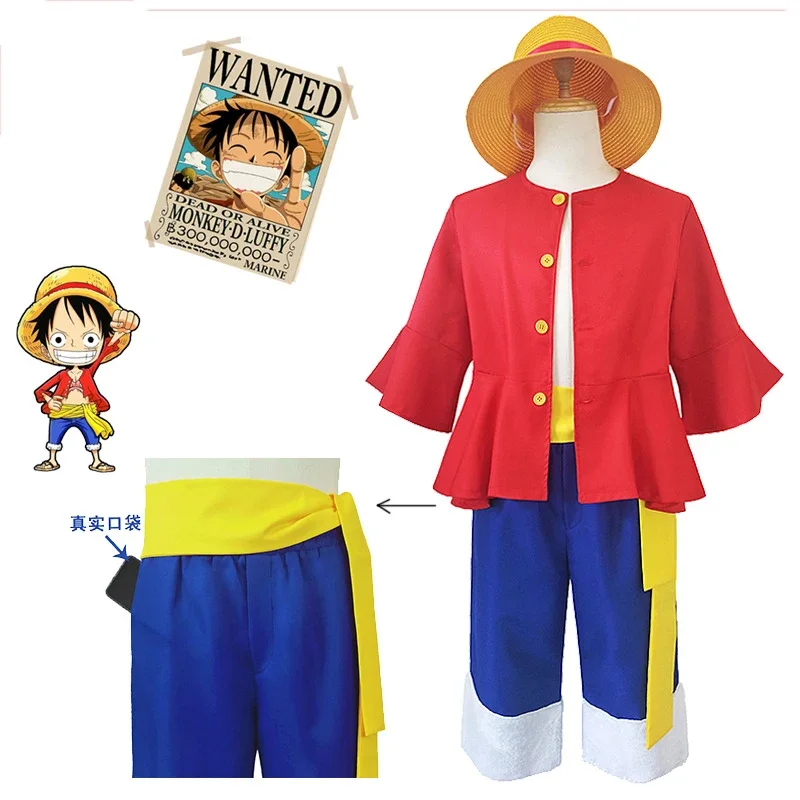 

Anime Luffy Costume Luffy Same Style Anime Clothing Female Male Cartoon Full Set Hat Top Oversize Cosplay Costume For Kids Adult