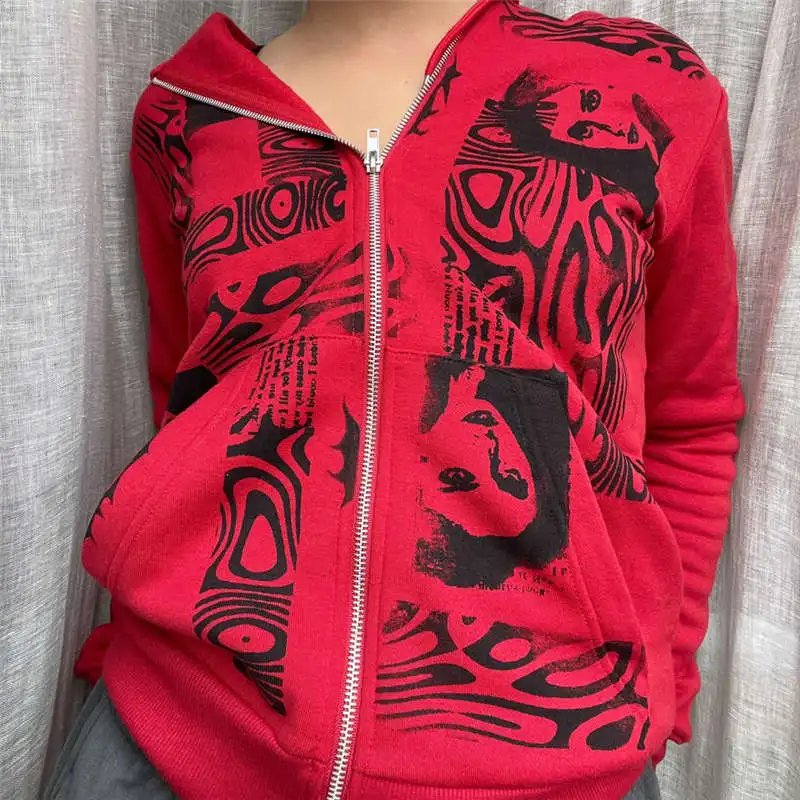 Dames bedrukt Street Wear sweatshirt Top Sportkleding Knoop Katoen Lang Sve rond Ne Regular Fit Street Sle