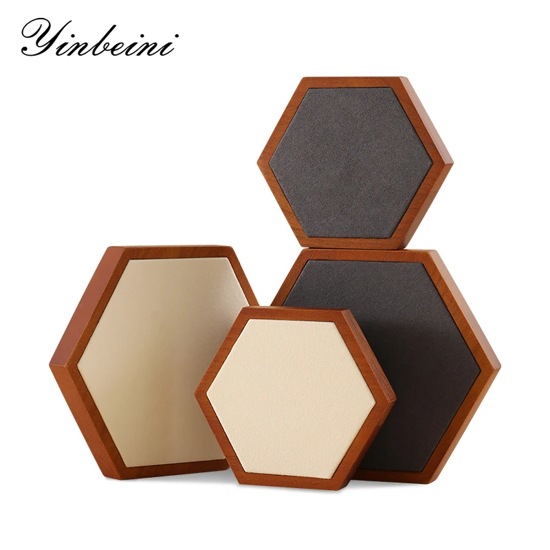 

YinBeiNi Jewlery Display Tray Solid Wood&Microfiber Bracelet Ring Organizer Tray Rhombic Jewelry Display Props for Shop Exhibit