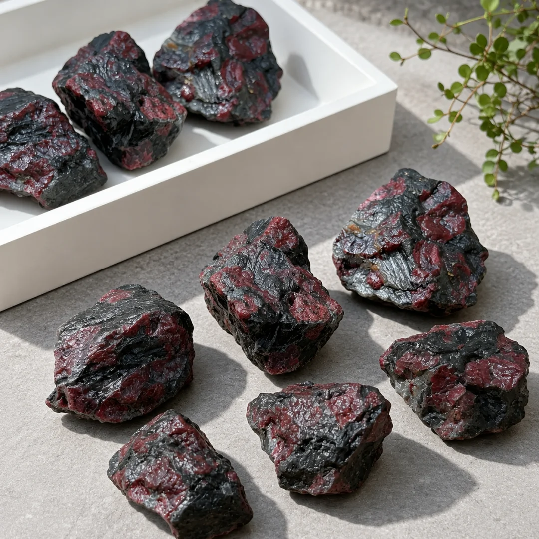Natural Firework Garnet Rough Raw Stone Astrophyllite Garnet Mineral Specimen Irregular Rock for Home Decor Aquarium view 5