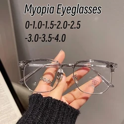 Anti-Blue Light Myopic Glasses for Men Vintage Half Frame Near Sight Eyeglasses Unisex Optical Spectacles Vision Care Eyewear