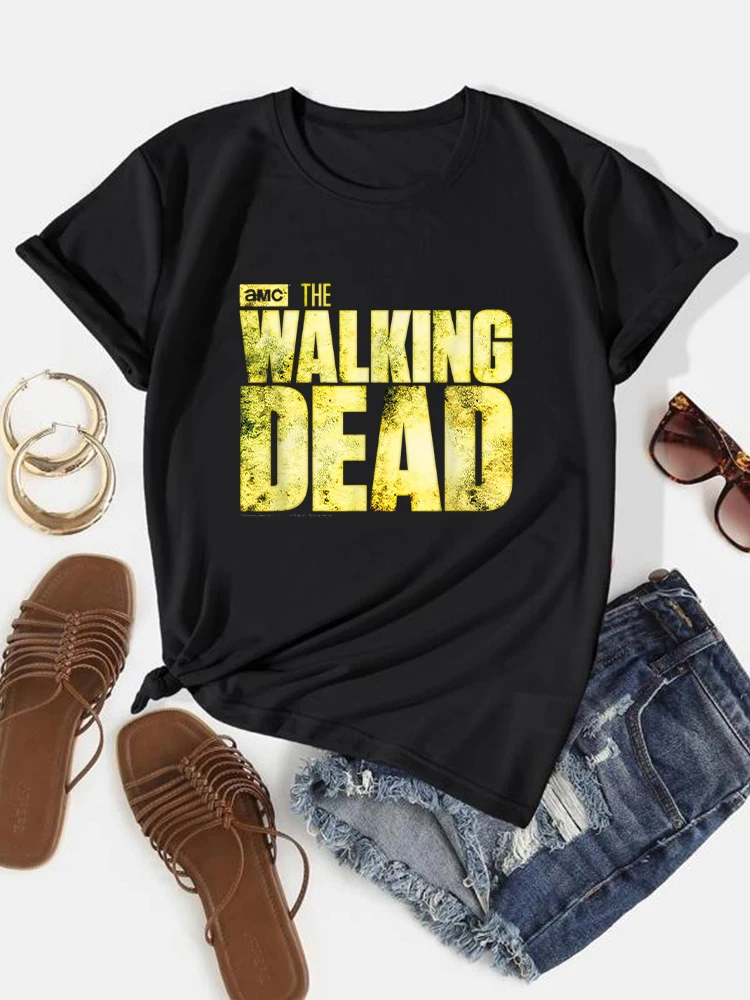 The Walking Dead Logo Playera De Manga larga Teen Clothes Women Tshirts t-shirtsRound neck printing womens t shirts