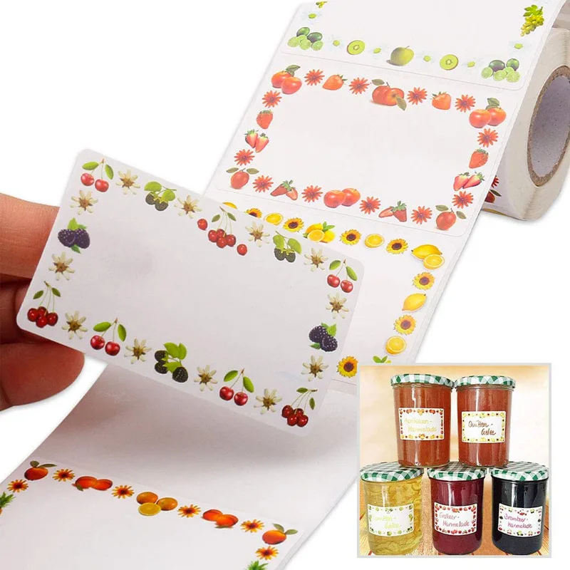 

250pcs/Roll 3*5cm Jar Labels Easy Peel Food Stickers 6 Unique Decorative Adhesive Label Office Stationery Classification Tags