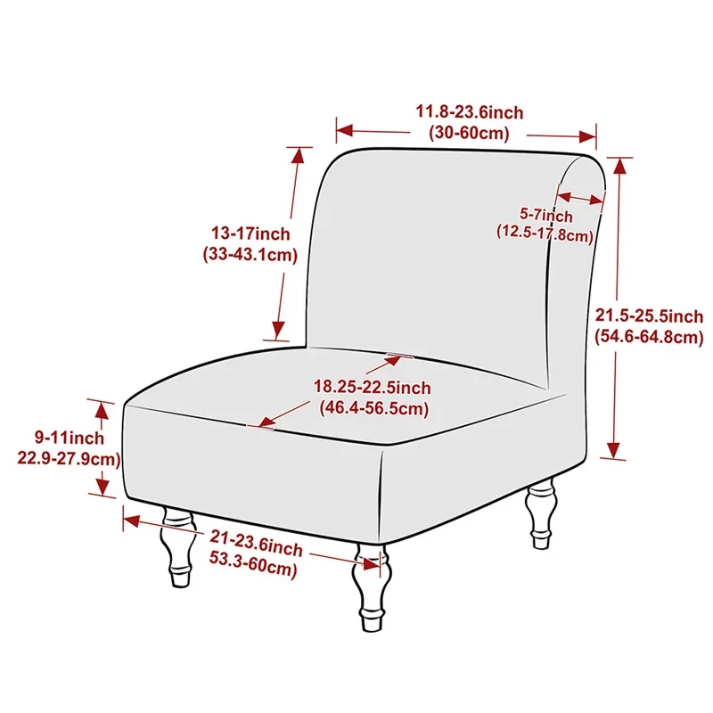1PC Jacquard Accent Armless Chair Covers Solid Color Single Sofa Stool Slipcover Dust-Proof Elastic Chair Cover Home Decoration