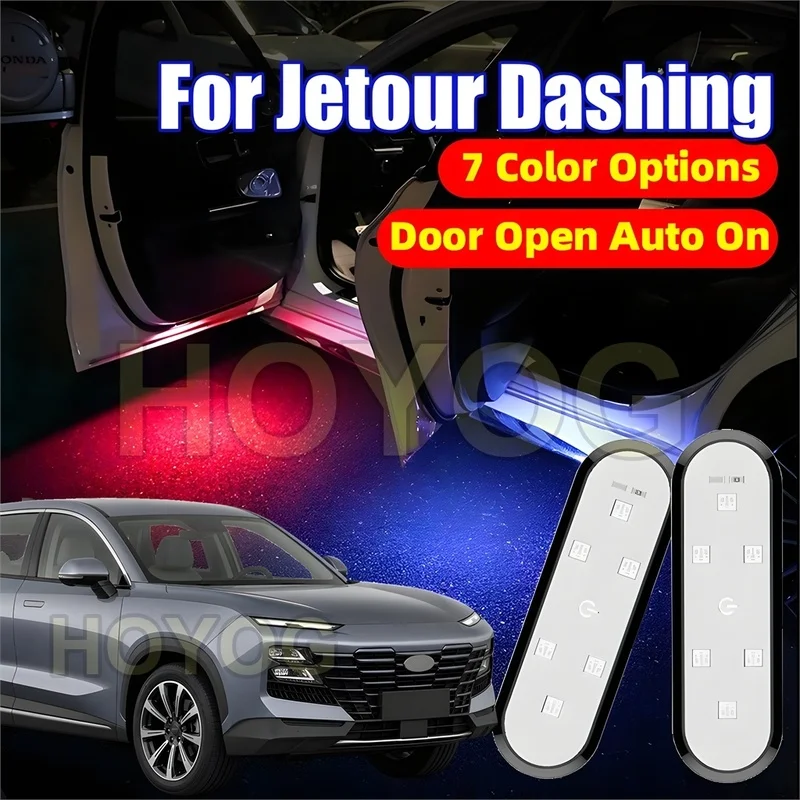 Fit for Jetour Dashing 2022-2026 Wireless 6-LED Car Door Warning Light with a Magnetic Sensor and a USB Rechargeable Battery