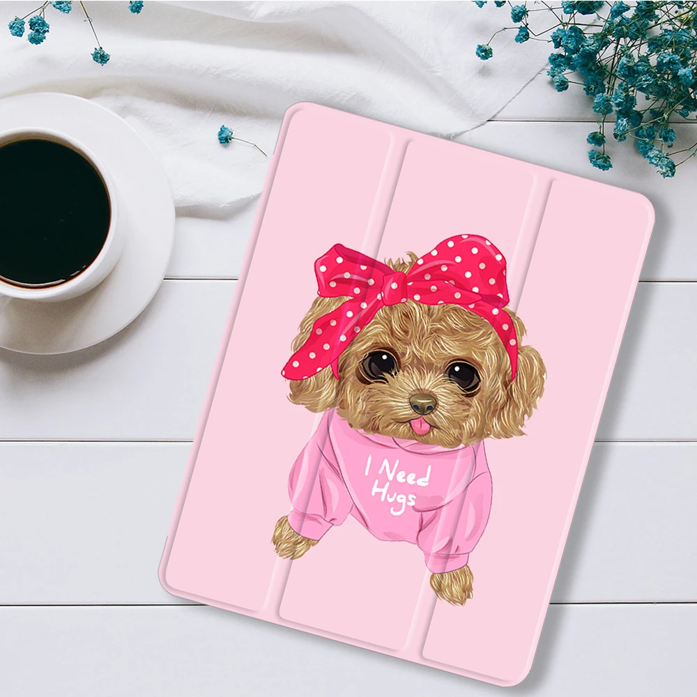 For iPad 9th/8th/7th Generation Case 10.2 with Pencil Holder Cute Dog Case for iPad Air 4th/5th/10th Gen 10.9 Pro 11 12.9 Mini 6