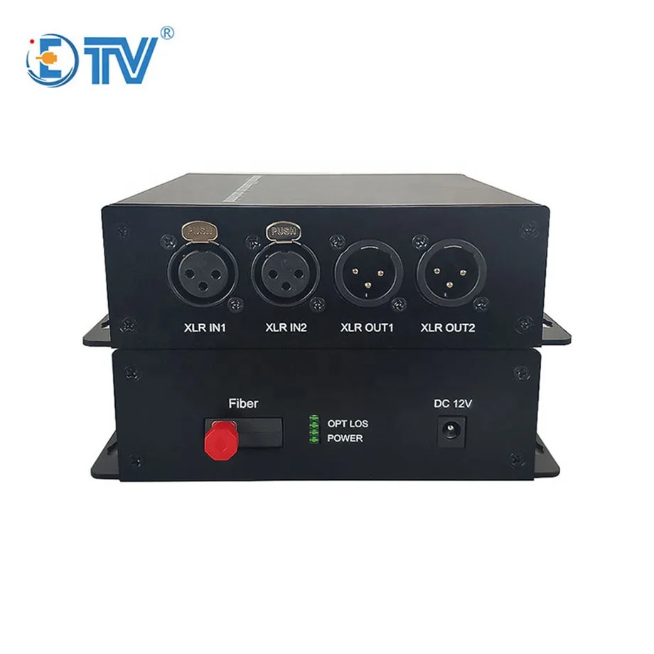 ETV Broadcast Level 2ch Two-way Xlr to Fiber Converter Balanced Audio to Fiber Transmitter and Receiver