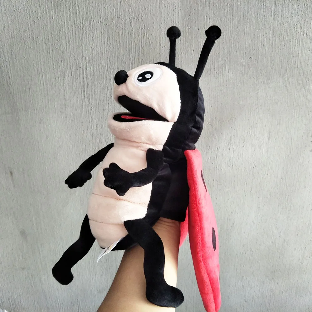 High Quality Cartoon Hand Puppet Plush Toy Ladybug Mouth Move