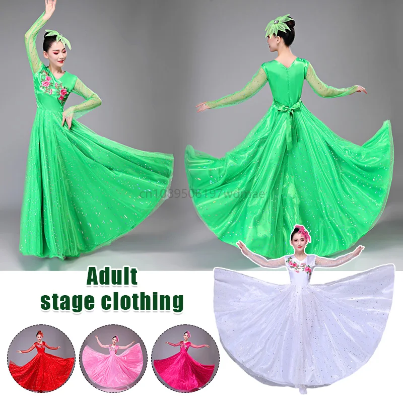 

Spanish Flamenco 180-720 Degree Dresses Women Elegant Big Swing Opening Dance Dress Chorus Stage Performance Dance Costume
