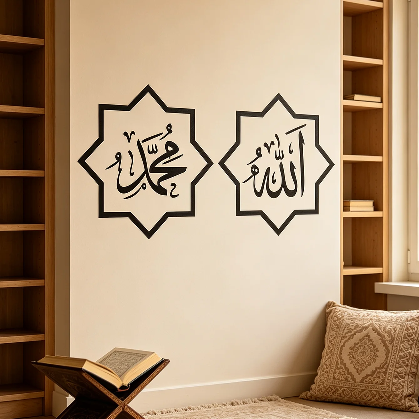 Allah Muhammad Islamic Wall Sticker Arabic Calligraphy Muslim Wall Decal Vinyl Art for Home Prayer Room Decor