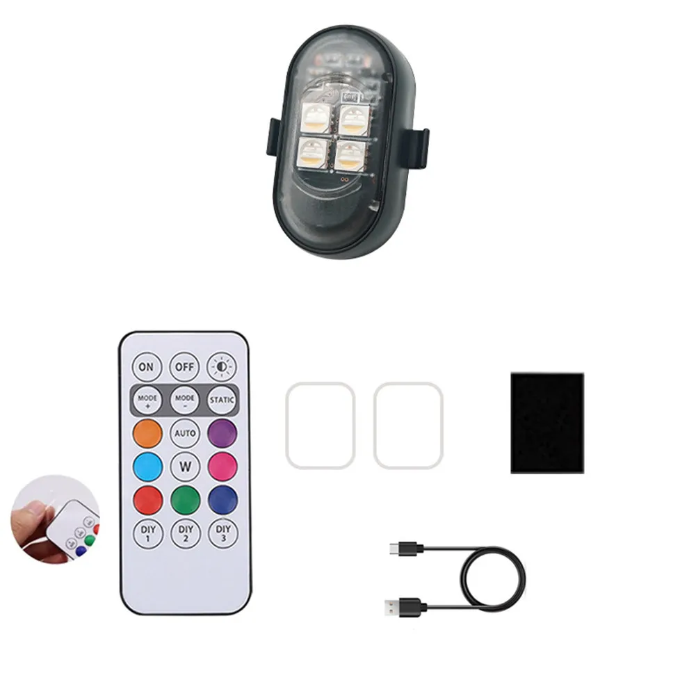 Night Driving Wireless Remote Control Waterproof Light Anti Collision Lamp Black Versatile Application USB Socket