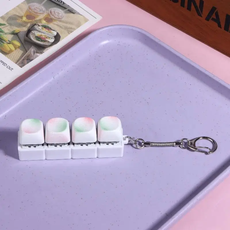 Teclado de 4 teclas de juguete, llavero creativo para aliviar el estrés, llavero Simple con colgante, llavero de descompresión para niños y adultos, juguetes, regalos