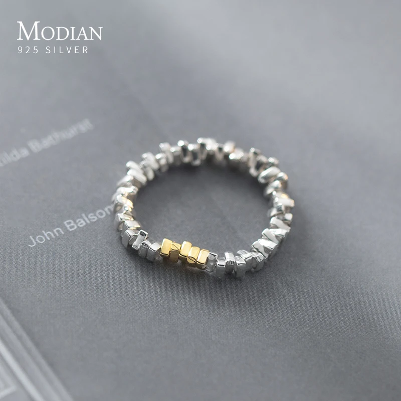 Modian Vintage 925 Sterling Silver Adjustable Geometric Irregularity Ring for Women Silver Fashion Simple Rings Band Jewelry