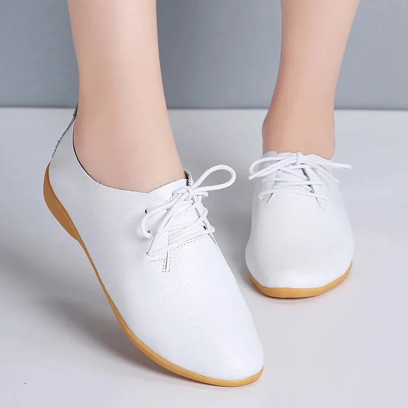 

Женские повседневные туфли на плоской подошве, туфли из 100% натуральной кожи, легкие весенне-летние лоферы, прогулочная обувь для мам